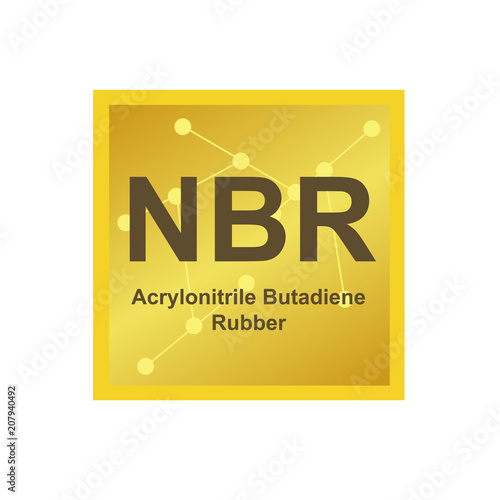 Vector symbol of Acrylonitrile butadiene rubber (NBR) polymer on the background from connected macromolecules