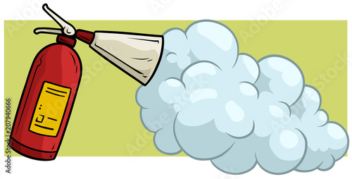 Cartoon fire extinguisher with foam vector icon