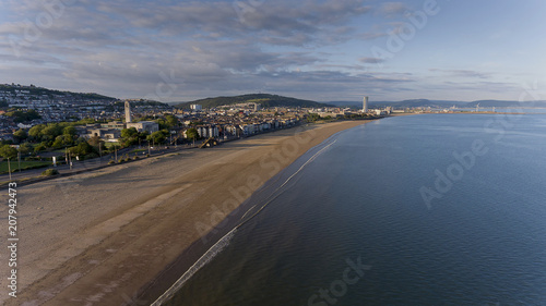 Editorial SWANSEA, UK - June 2, 2018: An aerial view of Swansea Bay, South Wales, UK, showing the old Guild Hall and Victoria Park.
