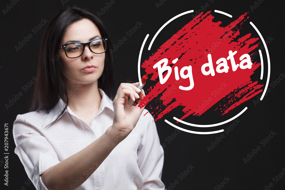 The concept of marketing, technology, the Internet and the network. A young businessman shows what is important for business: Big data The concept of marketing, technology, the Internet and the network. A young businessman shows what is important for business: Big data