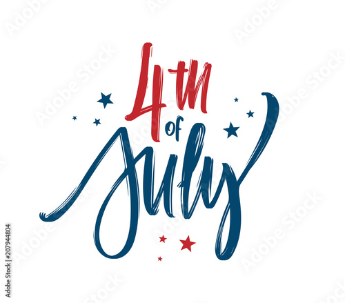 Vector illustration: Hand lettering composition of Happy Independence Day. 4th of July typographic design