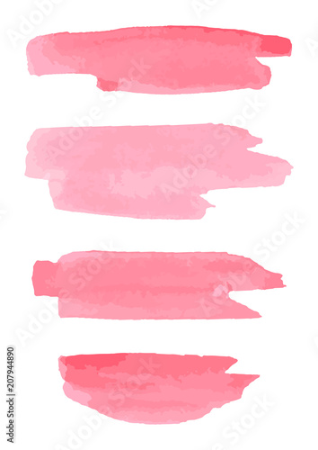 Watercolor brush strokes. Pink aquarelle abstract background