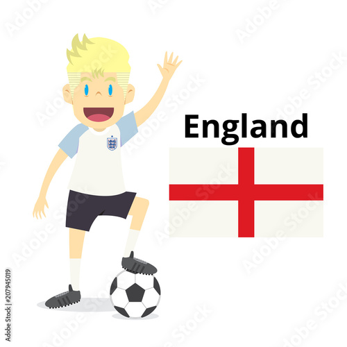England national team cartoon,football World,country flags. 2018 soccer world,isolated on white background. vector illustration