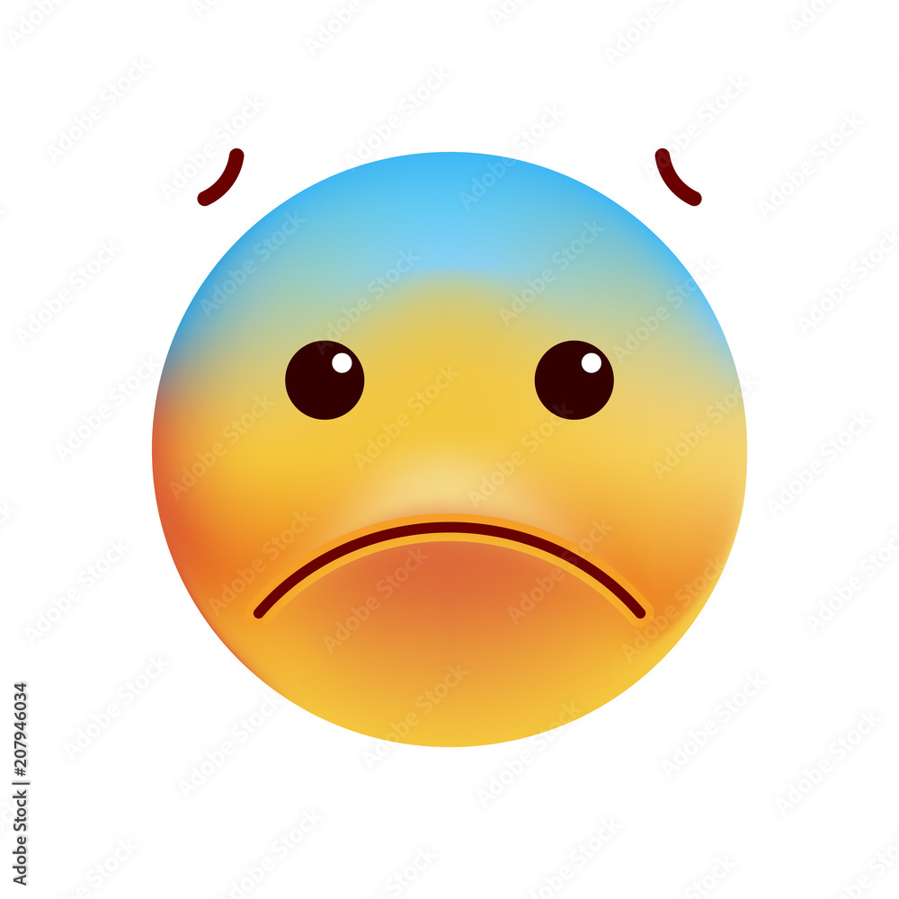 Naklejka premium Cute Scared Emoticon on White Background. Isolated Vector Illustration 