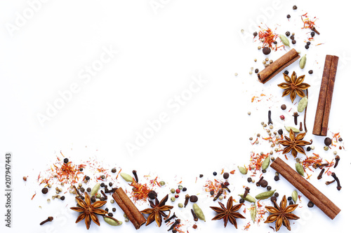 Fototapeta Naklejka Na Ścianę i Meble -  background of various spices on a white background
