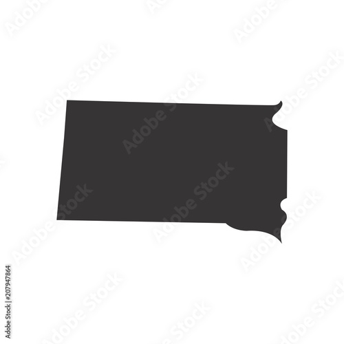 South Dakota State map of US America. Vector Simple Black Maps. Eps 08.
