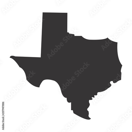 Texas State map of US America. Vector Simple Black Maps. Eps 08.