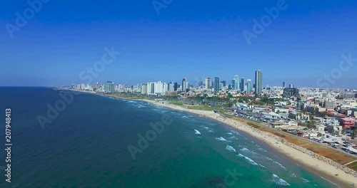 Tel Aviv - Jaffa, Aerial Footage Drone Moving Shot From The Mediterranean Sea