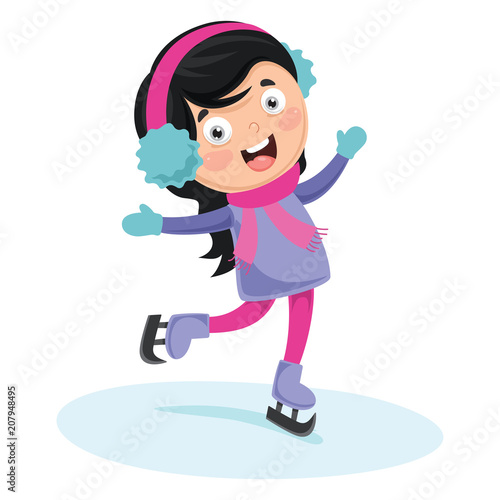 Vector Illustration Of Ice Skating