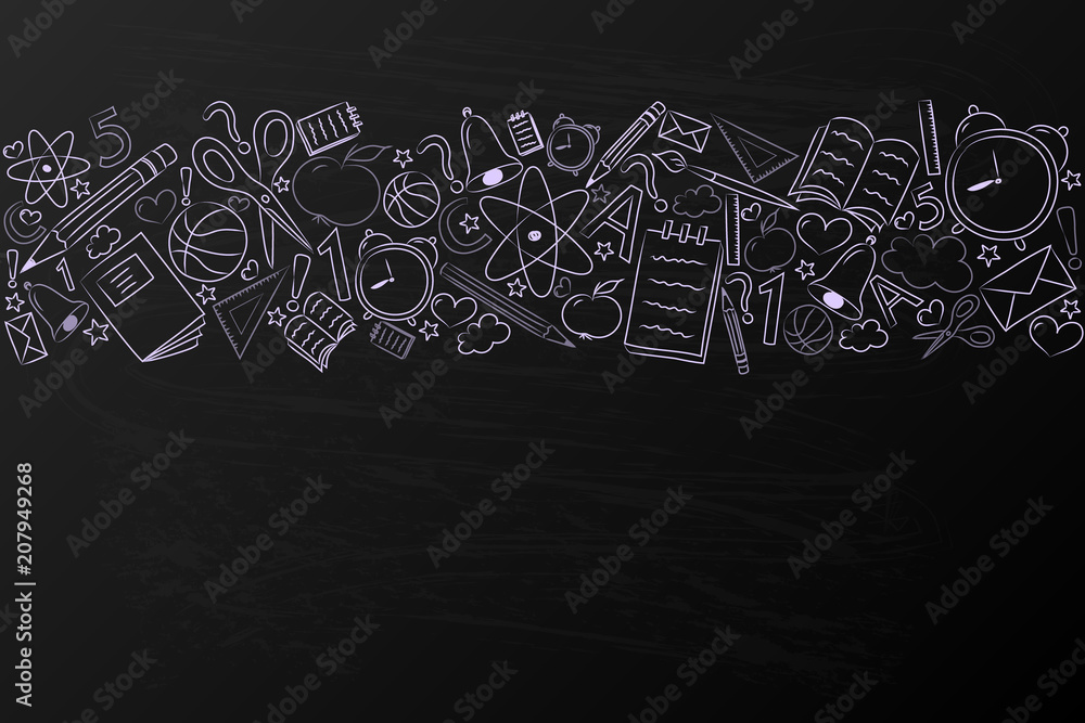 Fototapeta premium School background with copyspace - template of a poster for a school sale. Vector.