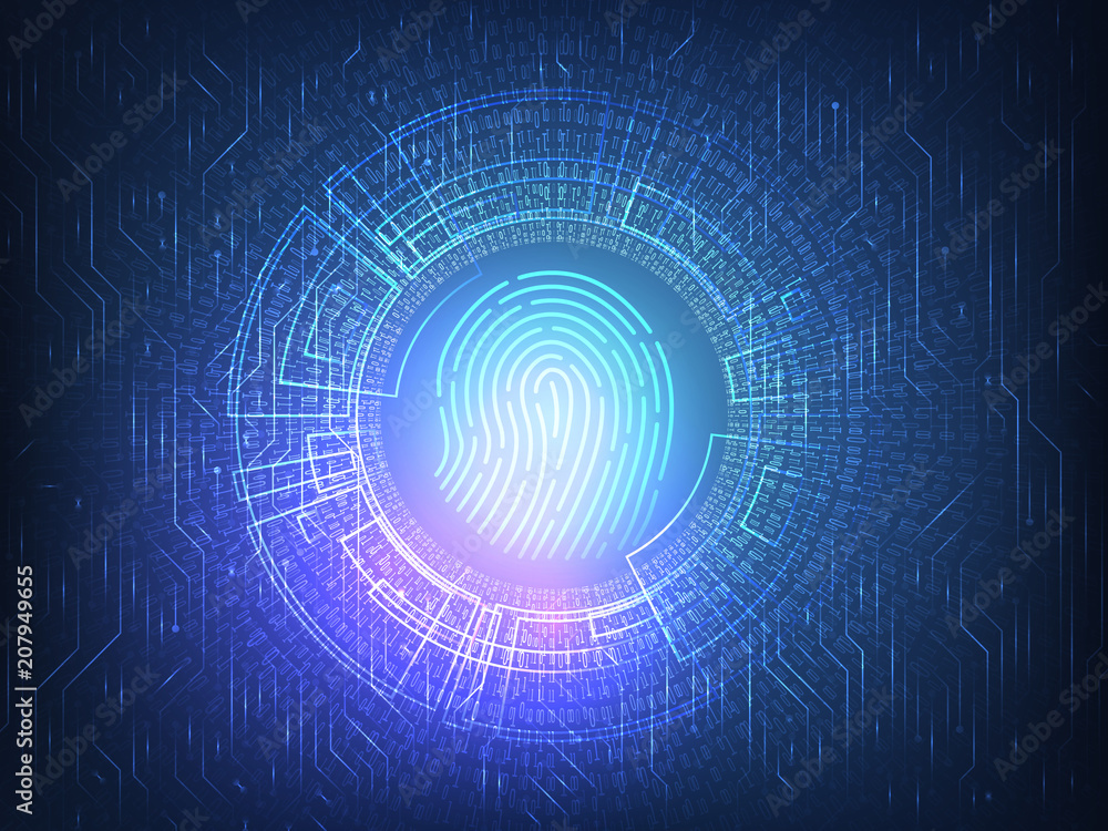 Fingerprint scanning technology. Security system concept Fingerprint scanning technology. Security system concept