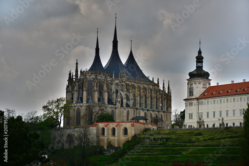 Kutna hora cathedral view. Czech architecture. 