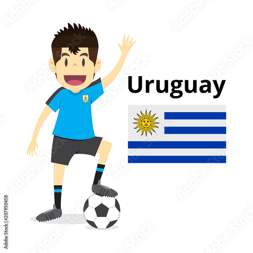 Uruguay nation team cartoon,football World,country flags. 2018 soccer world,isolated on white background. vector illustration