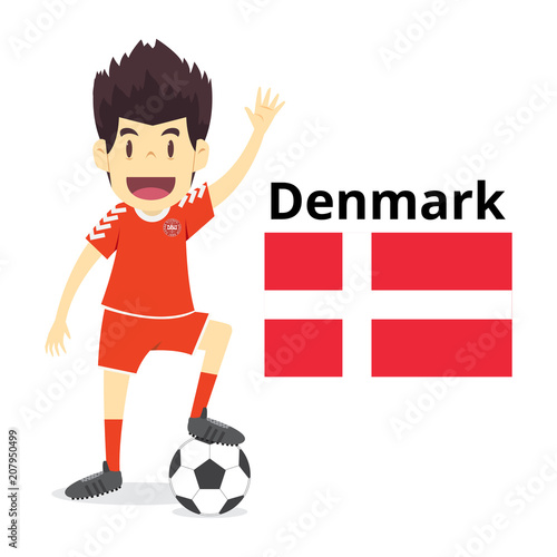 Denmark nation team cartoon,football World,country flags. 2018 soccer world,isolated on white background. vector illustration