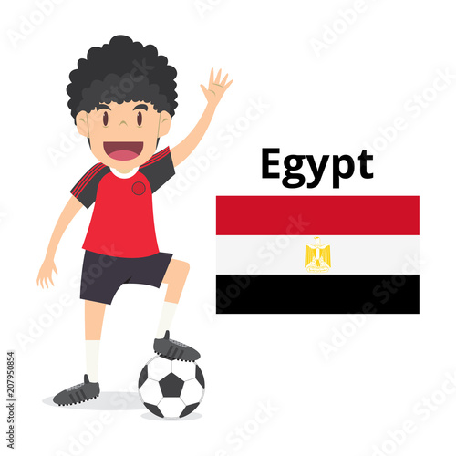 Egypt nation team cartoon,football World,country flags. 2018 soccer world,isolated on white background. vector illustration