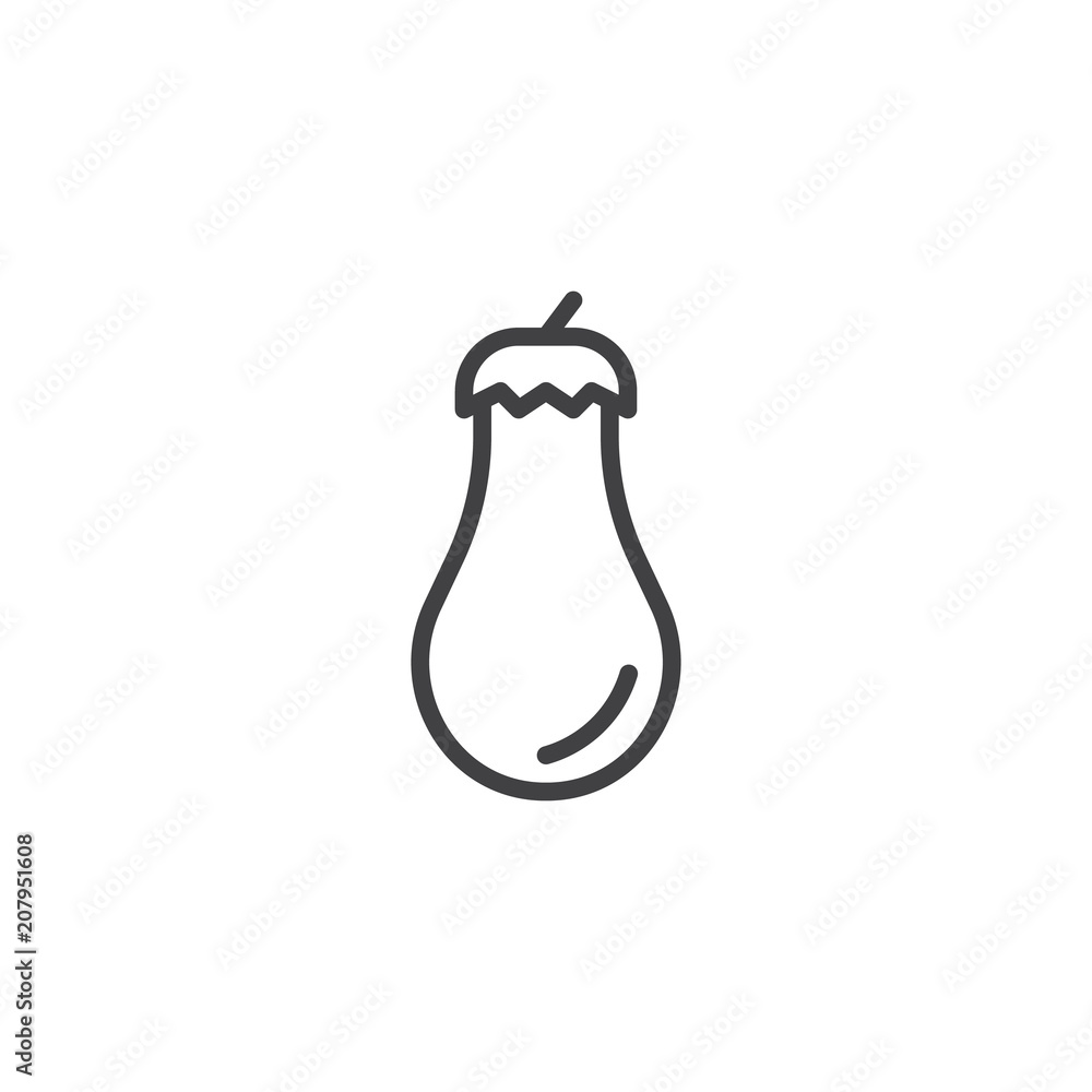 Aubergine outline icon. linear style sign for mobile concept and web design. Eggplant Vegetable simple line vector icon. Symbol, logo illustration. Pixel perfect vector graphics Aubergine outline icon. linear style sign for mobile concept and web design. Eggplant Vegetable simple line vector icon. Symbol, logo illustration. Pixel perfect vector graphics