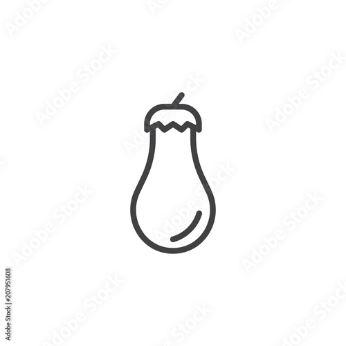 Aubergine outline icon. linear style sign for mobile concept and web design. Eggplant Vegetable simple line vector icon. Symbol, logo illustration. Pixel perfect vector graphics