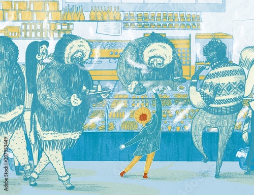 Little girl buying pastries