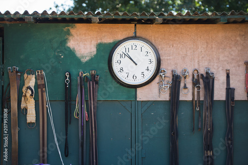 Clock hanging on wall