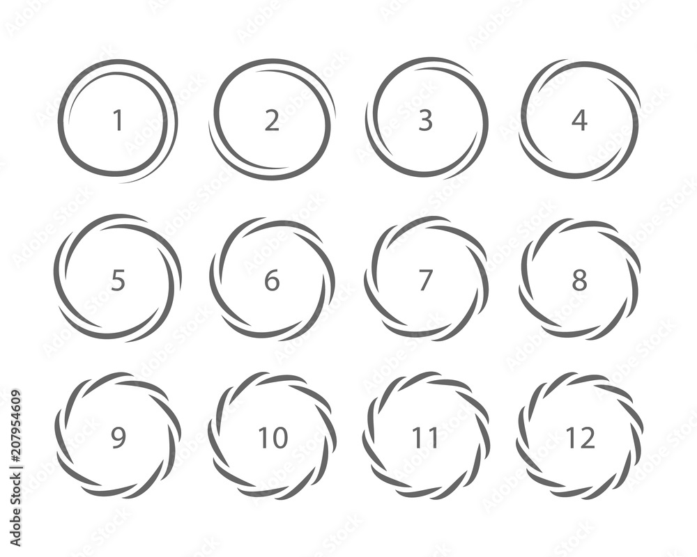 Fototapeta premium Spiral ring frame twist circles swirl design element set for logo