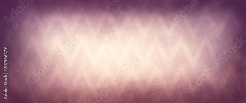 purple and pink retro background with chevron stripes on white vintage design that is old and yellowed with faint grunge texture and shiny bright center