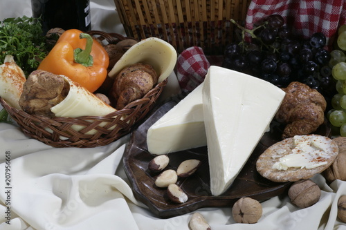 Closeup of a set with white cheese photo