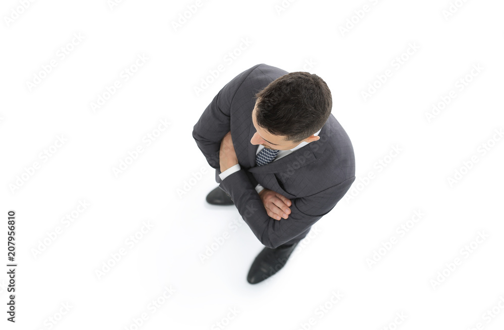 view from the top. confident businessman closeup view from the top. confident businessman closeup
