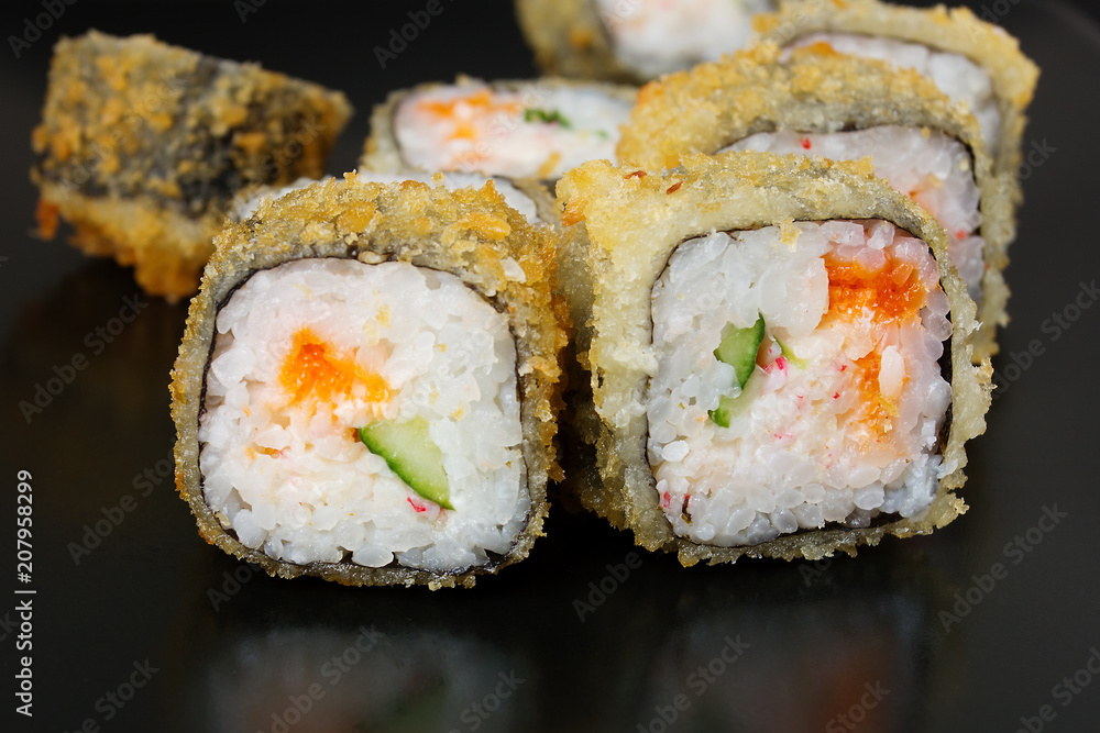 Set of rolls with eel, cheese Set of rolls with eel, cheese
