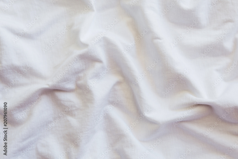 Crumpled white Cotton Fabric Texture.