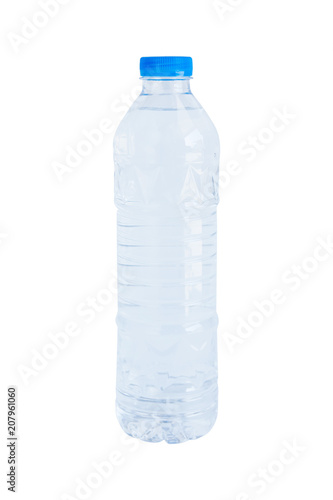 Plastic bottle drinking water isolated on white. clipping path