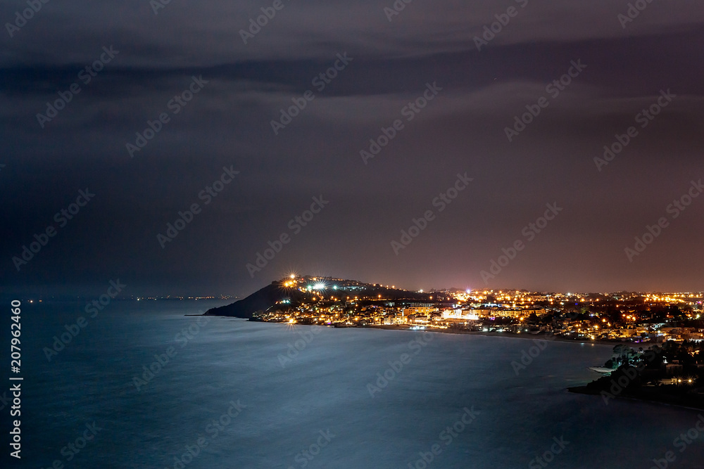 Night city view over La Marsa neighborhood, Tunis