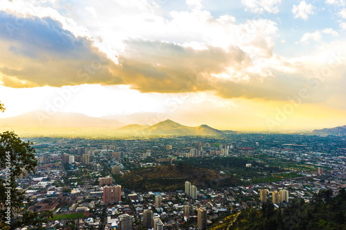 Panoramic view of the city and the mountains on December 23, 2015 in Santiago de Chile, Chile. 