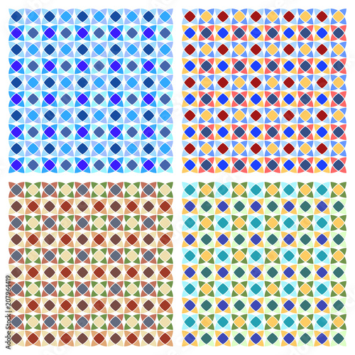 Set of four seamless circle geometric patterns