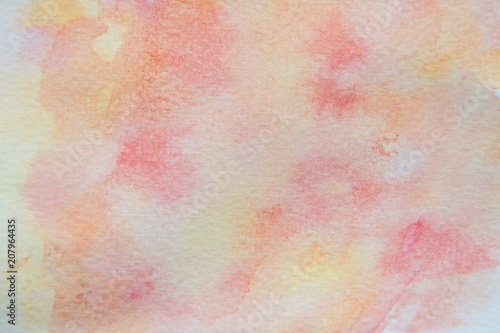 Abstract red, yellow and orange watercolor background. color splashing with hand drawn.