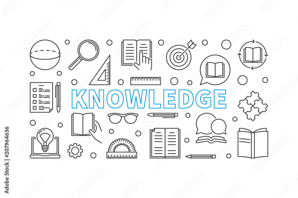 Knowledge vector horizontal banner in outline style Knowledge vector horizontal banner in outline style