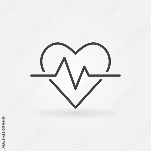 Heartbeat vector icon. Heart rate concept outline symbol