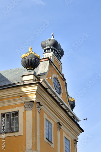 Fragment of facade of Menshikov Palace in Saint Petersburg.