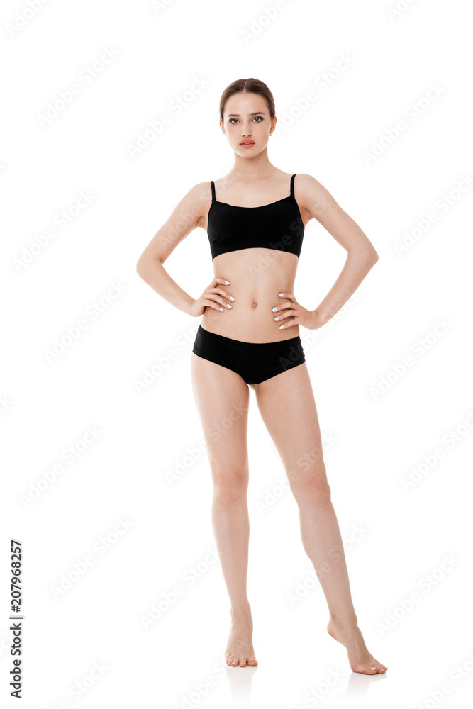 woman with perfect sporty body in black lingerie woman with perfect sporty body in black lingerie