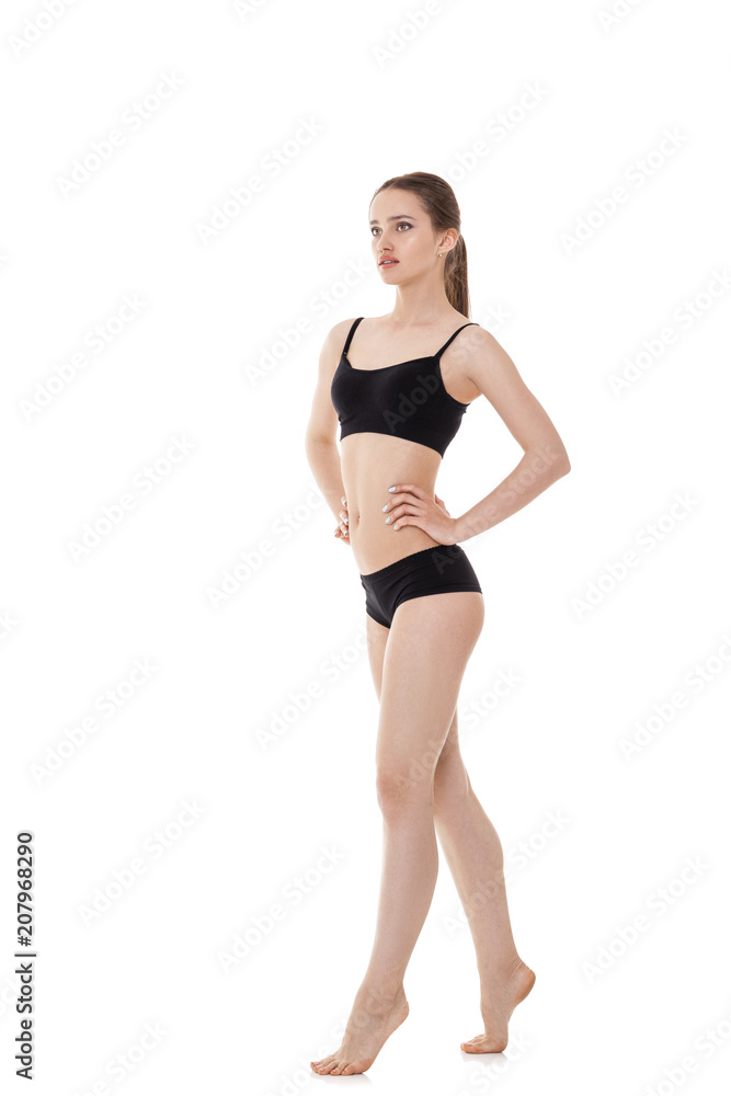 woman with perfect sporty body in black lingerie woman with perfect sporty body in black lingerie