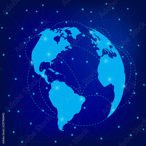 Worldwide connection concept.  Global communications network. Stock vector. Vector illustration EPS10.  