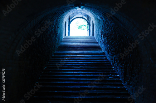 Mystic view of old stony ladder in the medieval castle