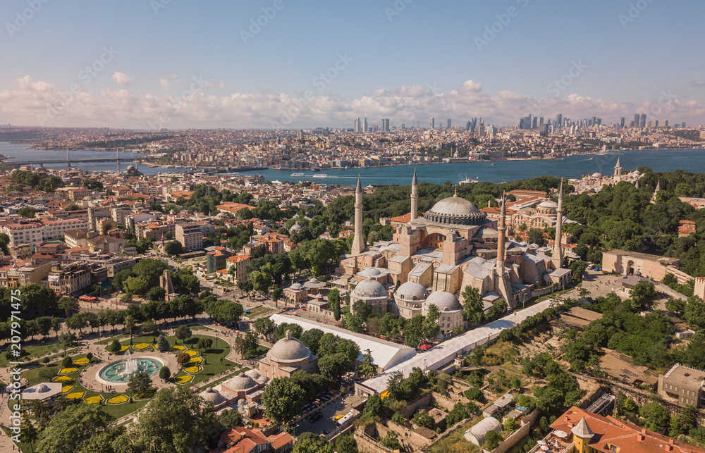 Aerial view of Hagia Sophia in Istanbul