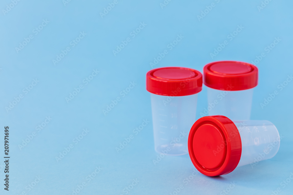 Plastic jars for medical tests isolated Plastic jars for medical tests isolated