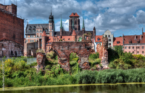 City view of Gdansk, Poland, St. Mary's Church..