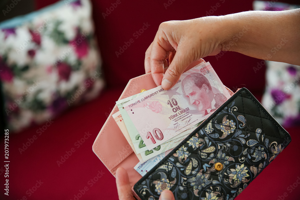 Obraz premium turkish currency, turkish money, cash, lira,