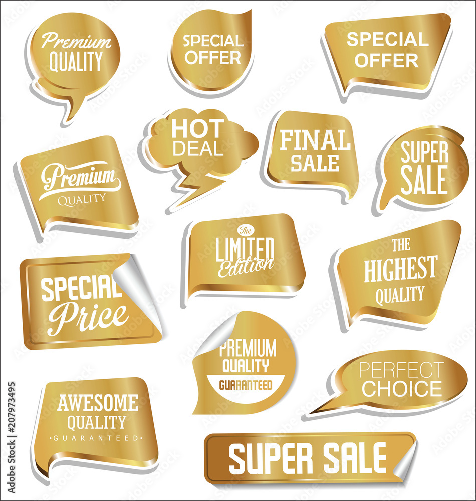 Fototapeta premium Promo sale labels collection gold and silver design 