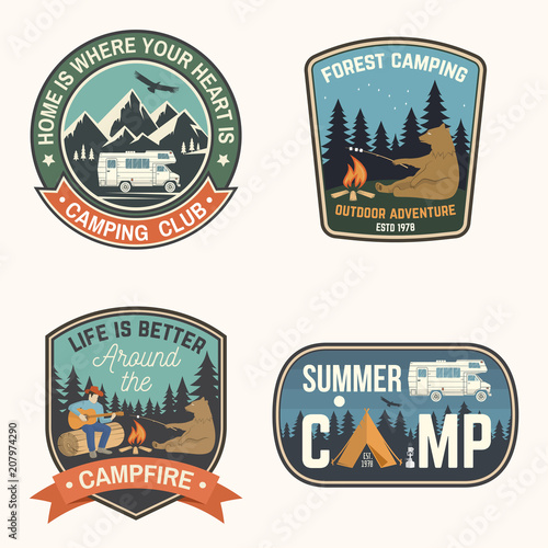 Summer camp. Vector illustration. Concept for shirt or logo, print, stamp or tee.