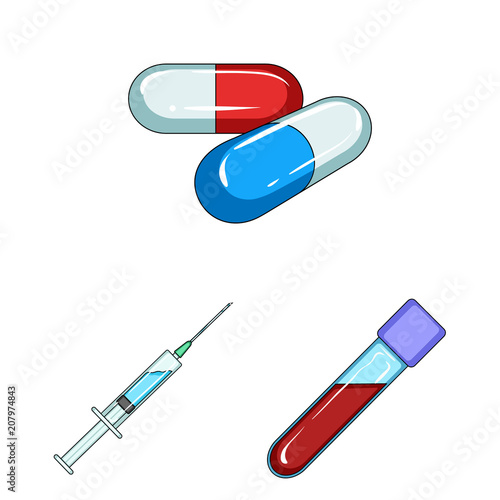 Medicine and treatment cartoon icons in set collection for design. Medicine and equipment vector symbol stock web illustration.