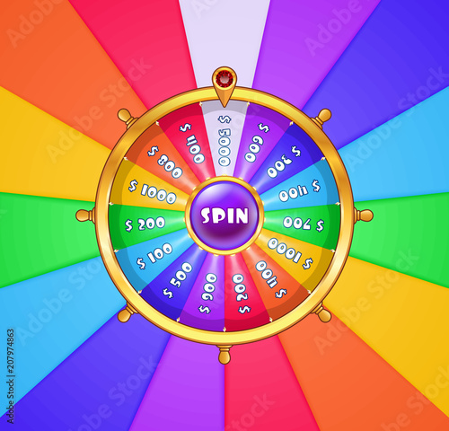Realistic spinning wheel of fortune .