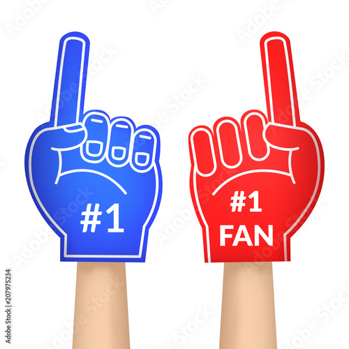 Cartoon Fan Foam Color Gloves Set. Vector